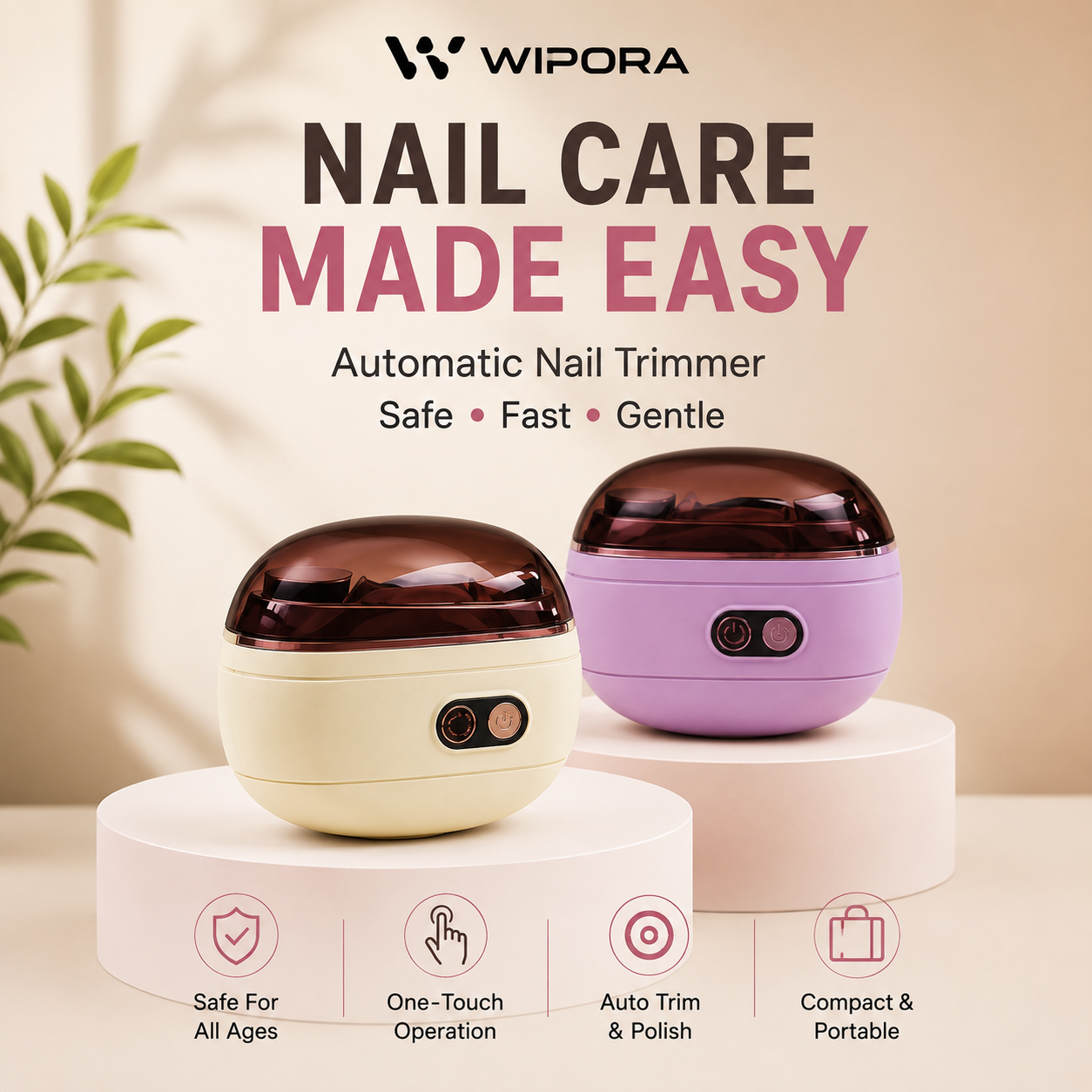 NailEase Automatic Nail Trimmer & Polisher – Safe Electric Nail Care for All Ages