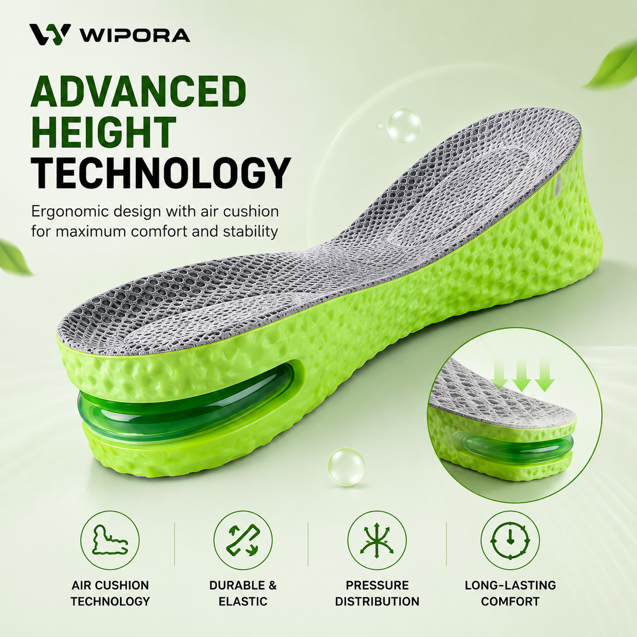 Comfortable cushioned insoles that increase height walk effortlessly and in style!