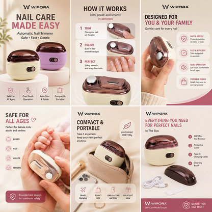 NailEase Automatic Nail Trimmer & Polisher – Safe Electric Nail Care for All Ages