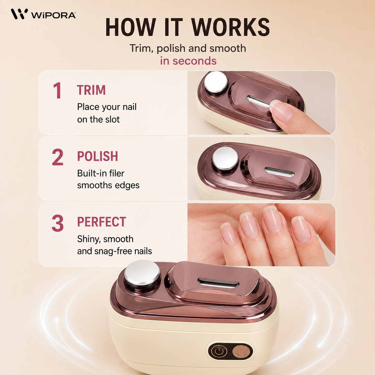 NailEase Automatic Nail Trimmer & Polisher – Safe Electric Nail Care for All Ages