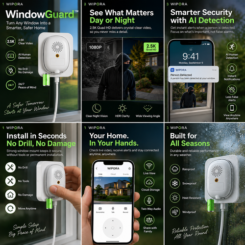 WindowGuard™ – Smart Window Security Camera
