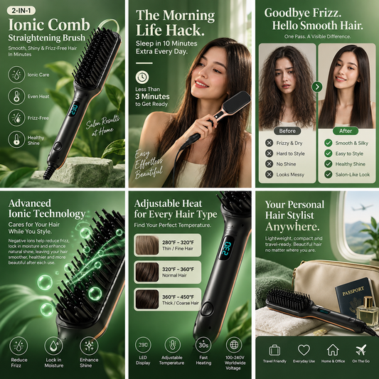 SilkBrush™ – 2-in-1 Ionic Hair Smoothing & Straightening Brush