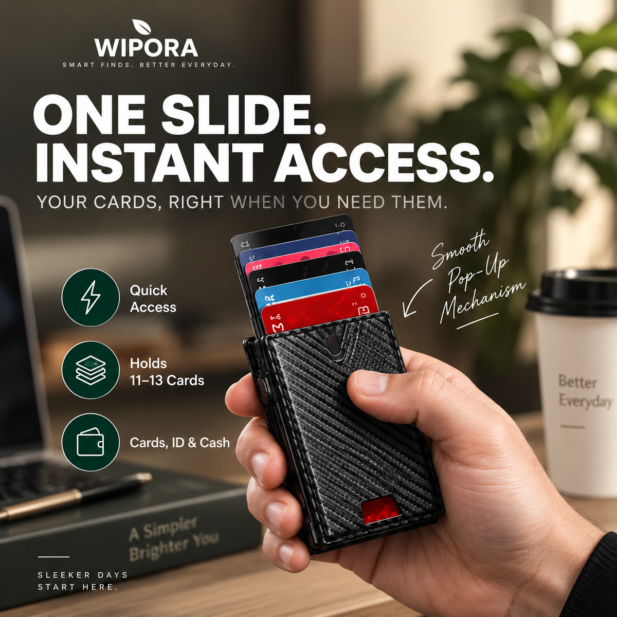 VaultEdge™ – RFID Smart Pop-Up Wallet