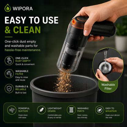 Cordless Car Vacuum – 15000Pa Suction & 4000mAh Battery 🚗