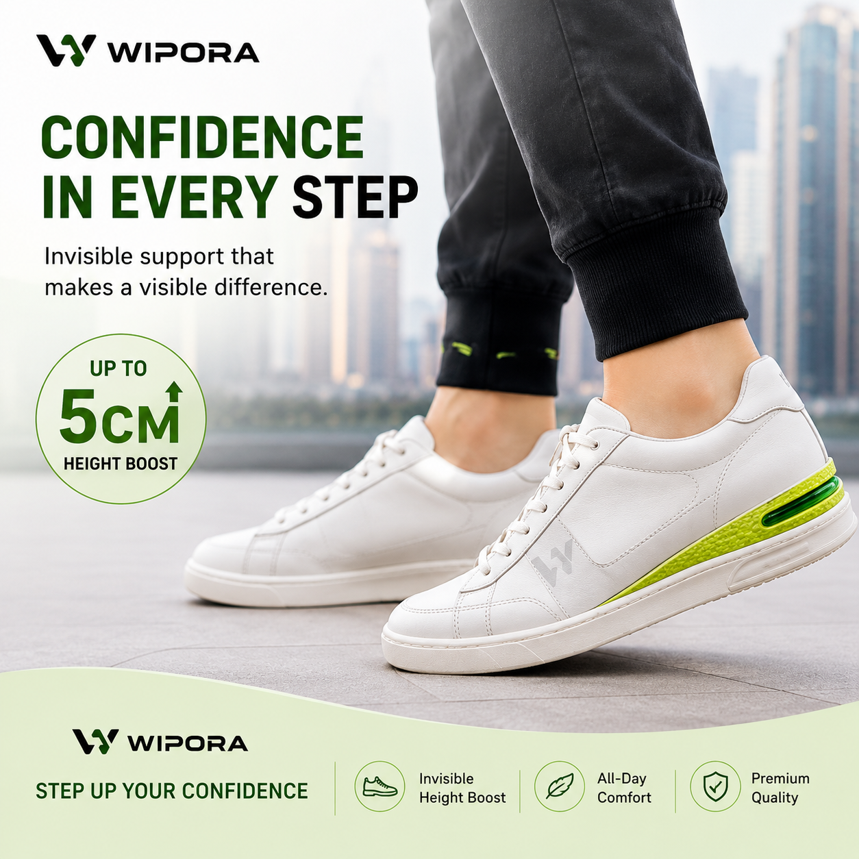 Comfortable cushioned insoles that increase height walk effortlessly and in style!