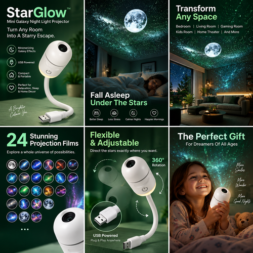 StarGlow™ – Mini Galaxy Night Light Projector