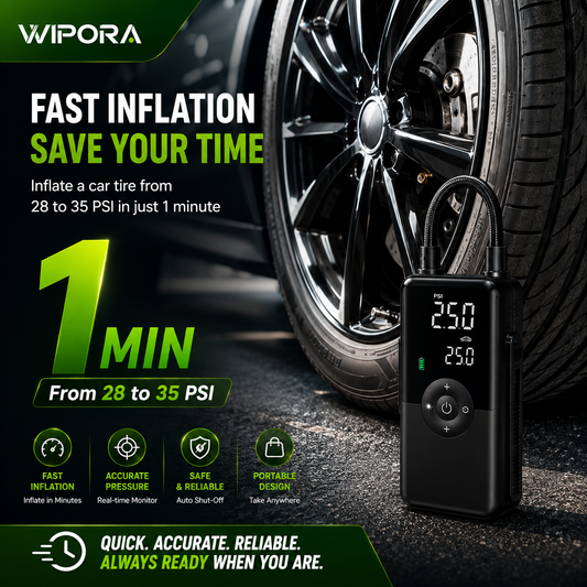 AirPro 150 PSI Portable Tire Inflator – Cordless Air Compressor with Digital Pressure Gauge & LED Light
