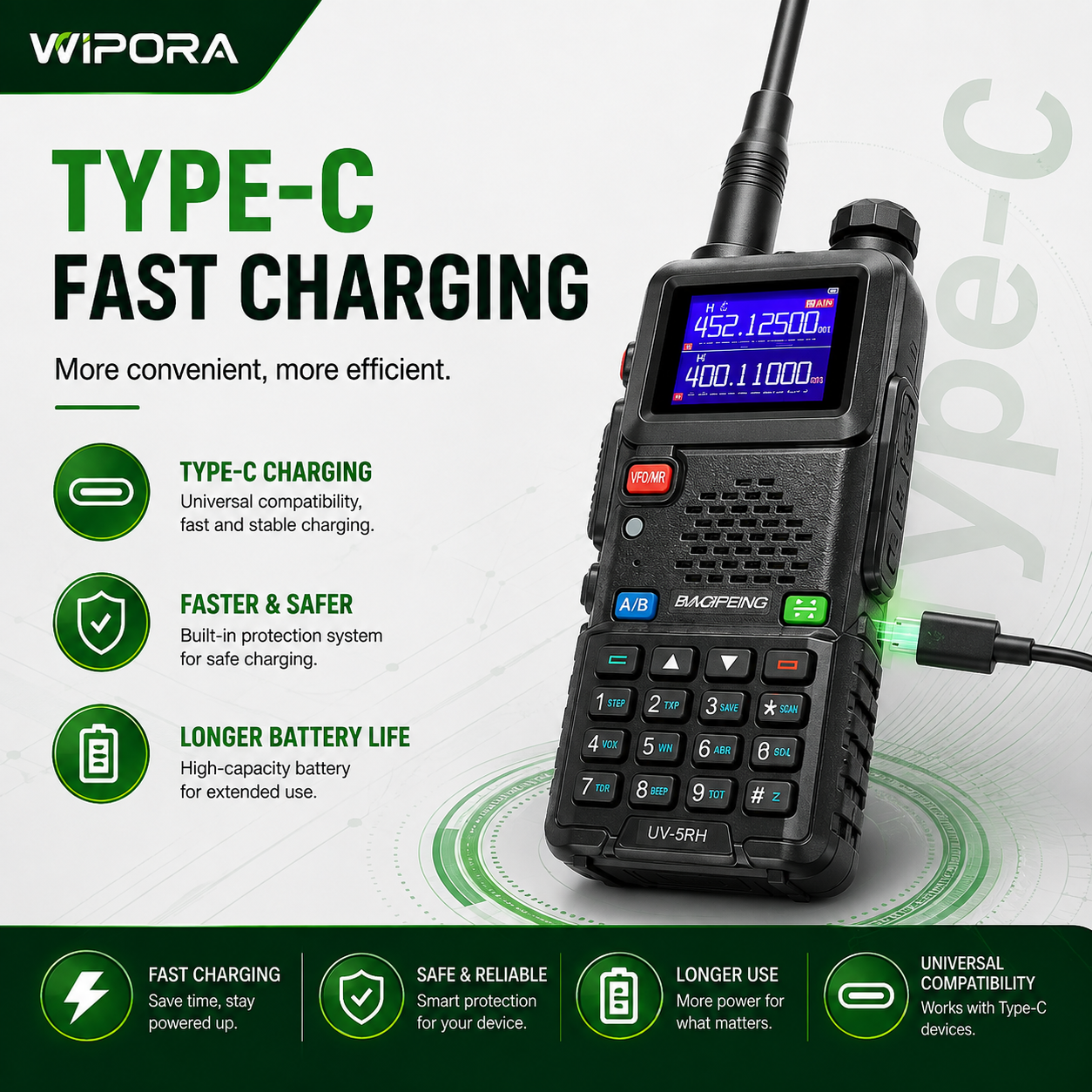 ProLink 6-Band Long Range Two-Way Radio – 10W, Wireless Frequency Copy & USB-C Charging