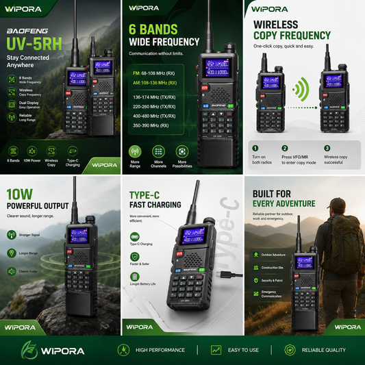 ProLink 6-Band Long Range Two-Way Radio – 10W, Wireless Frequency Copy & USB-C Charging