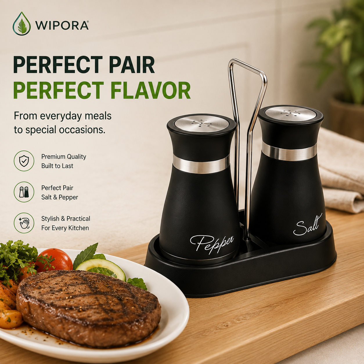 2 Pack Salt and Pepper Shakers Kitchen