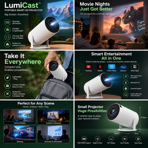 LumiCast™ – Portable Smart HD Projector