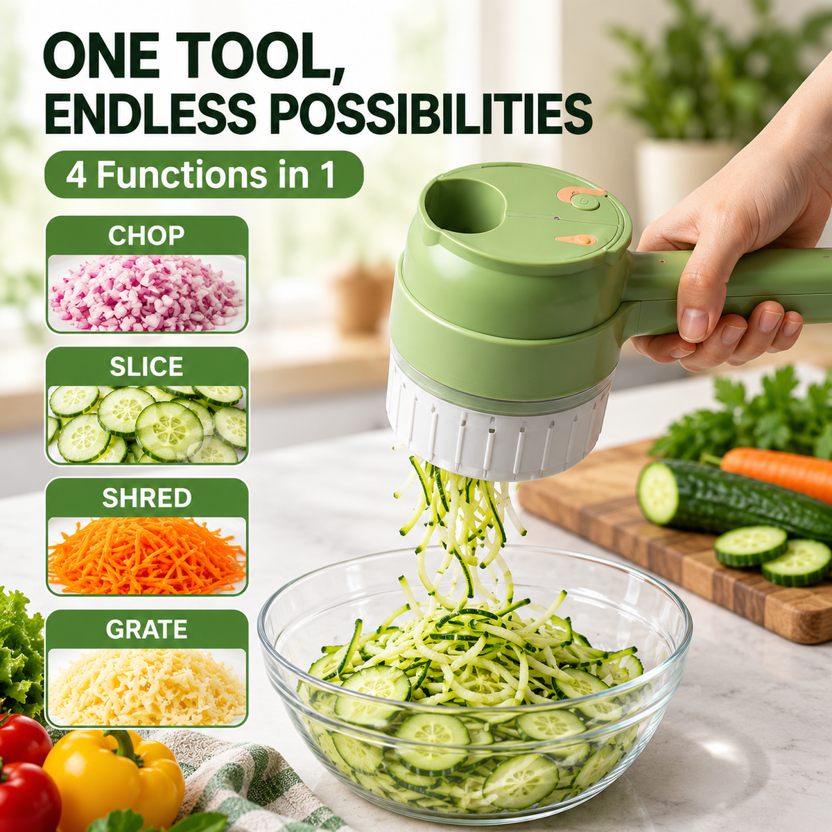 PrepGo™ – 4-in-1 Electric Food Prep Tool