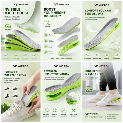 Comfortable cushioned insoles that increase height walk effortlessly and in style!