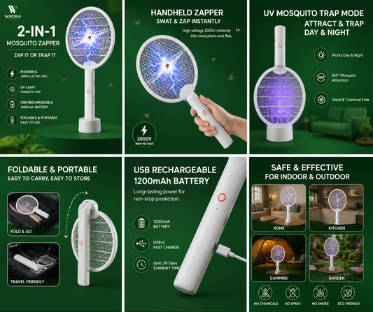 ZapFold™ – 2-in-1 Electric Mosquito Zapper