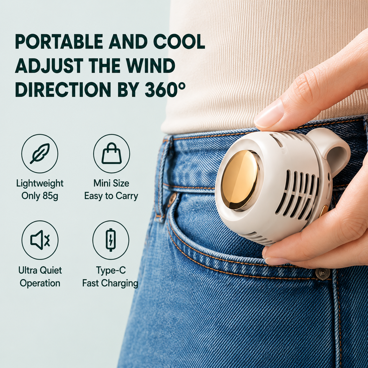 AirClip™ – 360° Portable Personal Cooling Fan.