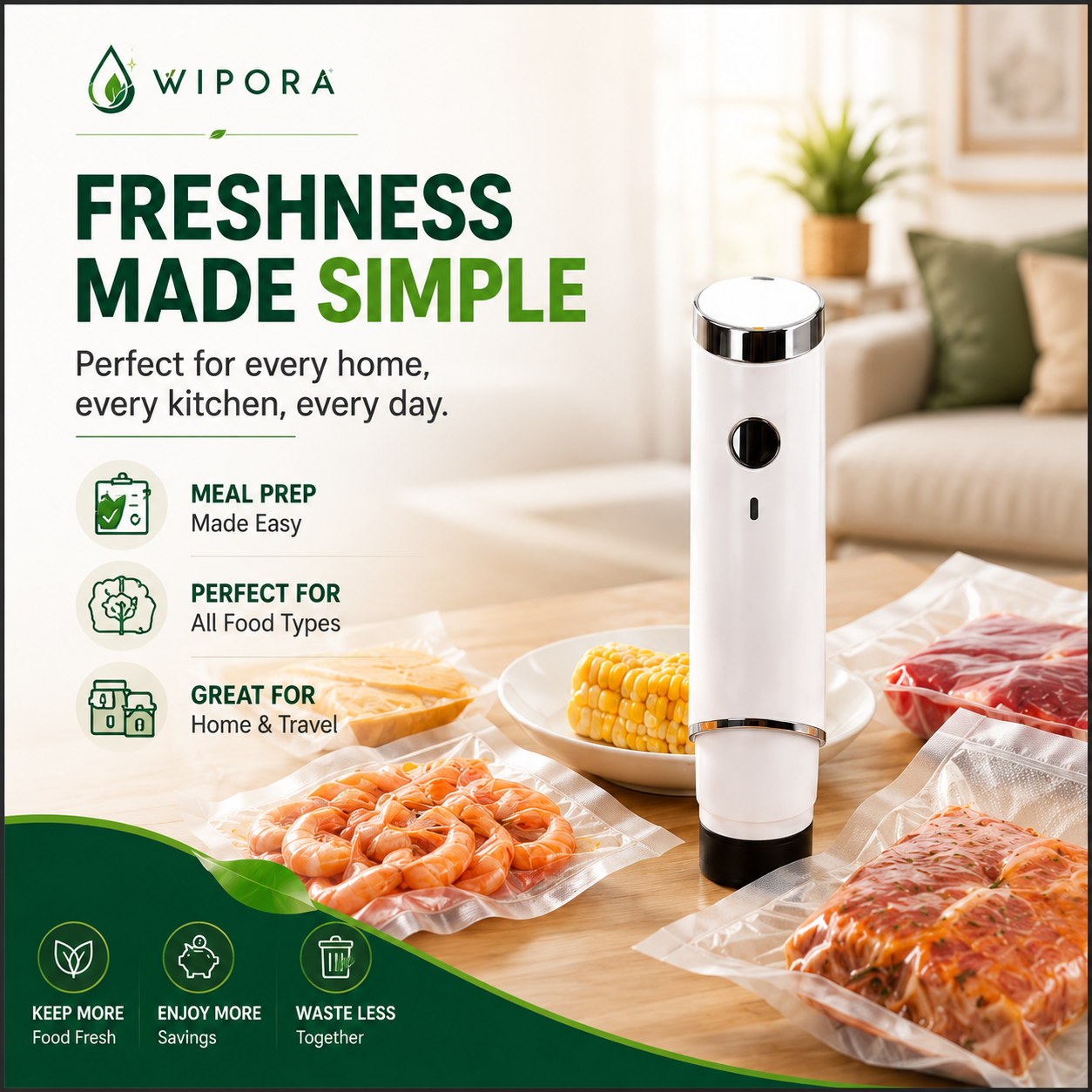 Handheld Rechargeable Food Vacuum Sealer Kit Portable Vacuum Sealer One